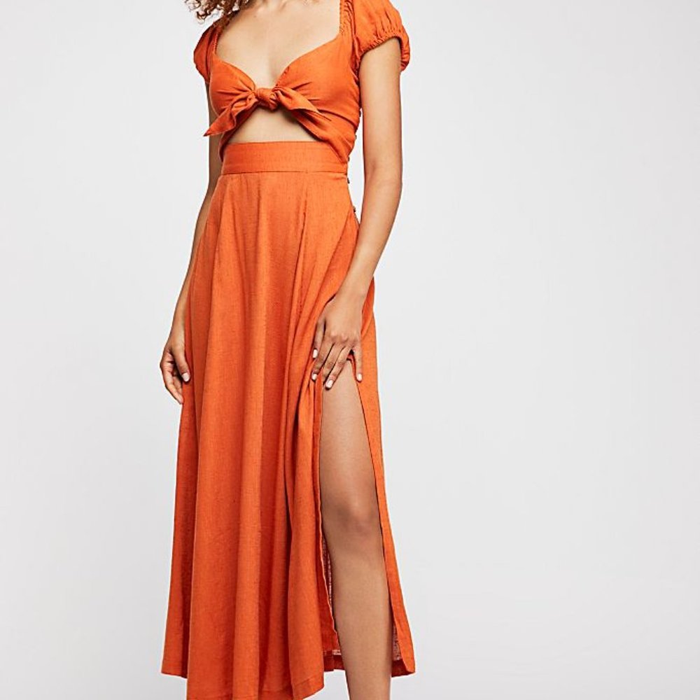 Free People orange midi dress
